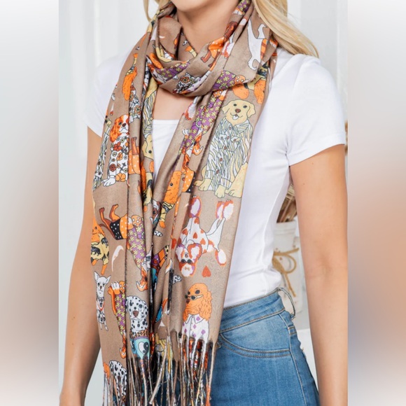 Dogs Wearing Clothes Print Scarf - Picture 5 of 7